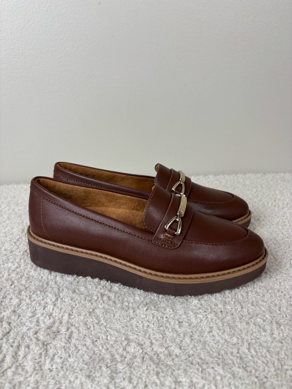 Naturalizer Shoes Womens 6M Brown Elin Faux Leather Slip On Arch Support Loafer‎